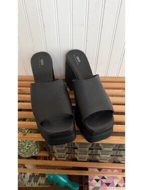 ASOS Design Black Platform Chunky Heel Open-Toe Mules 10